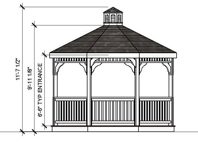 12ft Octagon Vinyl Gazebo