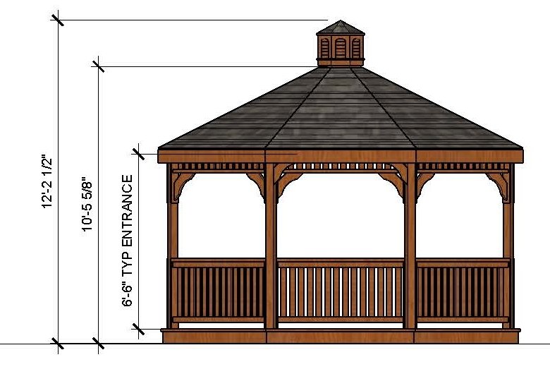 14ft Octagon Cedar Gazebo