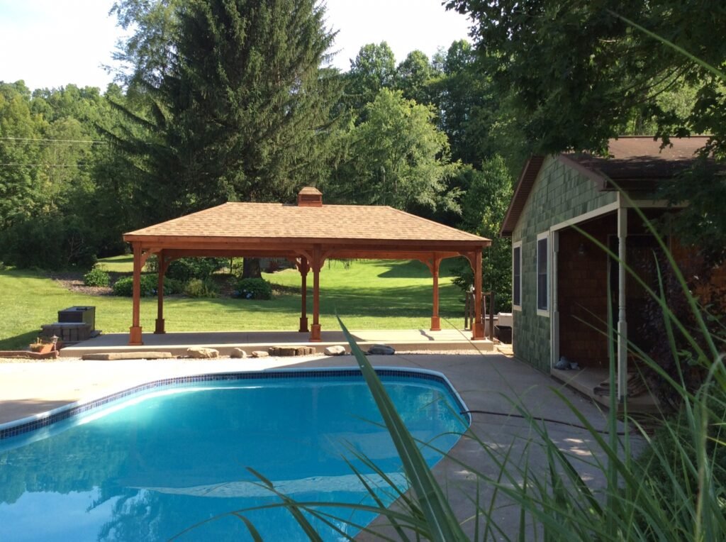 14ft x 28ft Cedar Hip Roof Pavilion