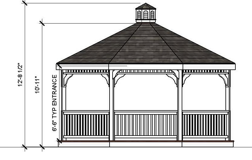 16ft Octagon Pressure Treated Gazebo