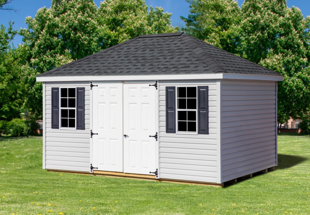 10ft x 14ft Hip Roof Shed - Vinyl