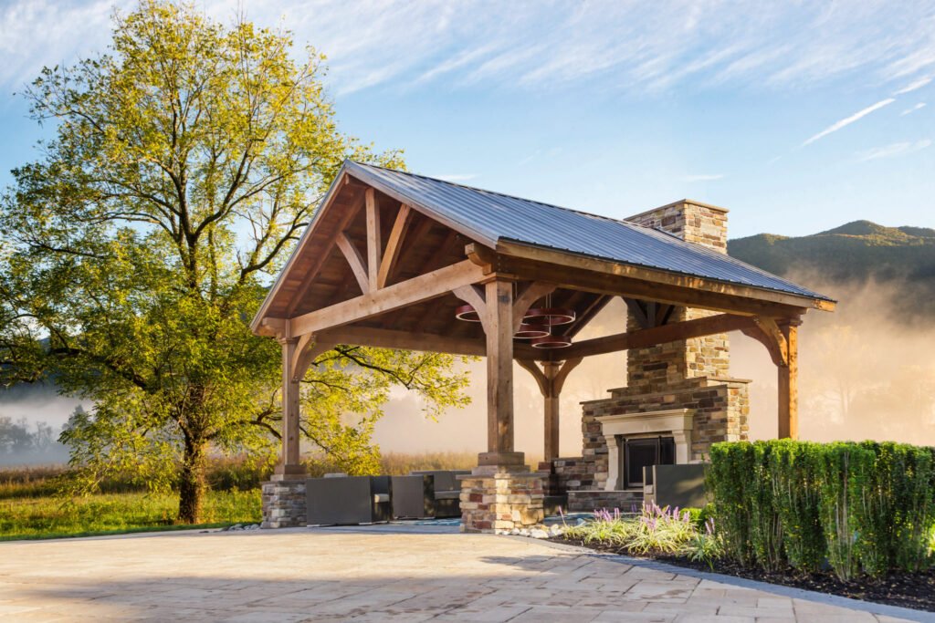 20ft x 28ft Rough-Sawn Cedar Crown Pavilion